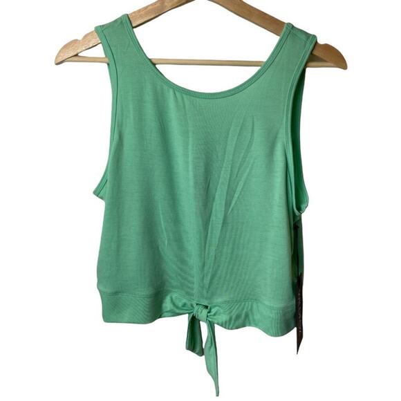 Wildfox Sweat Neptune Green Front Tie Active Crop Tank Top Women's Size M NWT - Picture 3 of 7